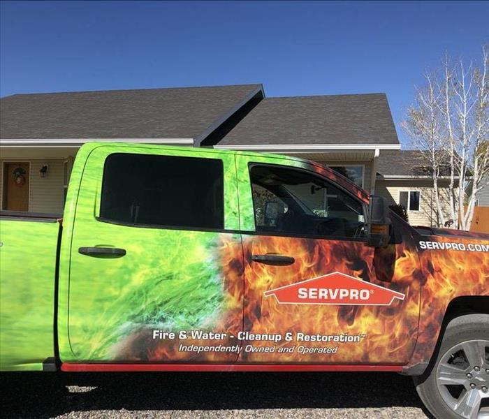 SERVPRO pickup truck parked at site